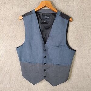 Marc Ecko Cut Sew Vest Mens XL Blue Gray Formal Dress Suit Dinner Button Front